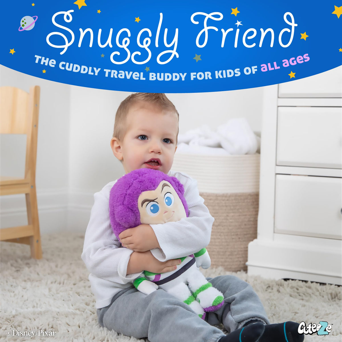 Kids Preferred Buzz Lightyear plush texture close-up showing ultra-soft fabric.
