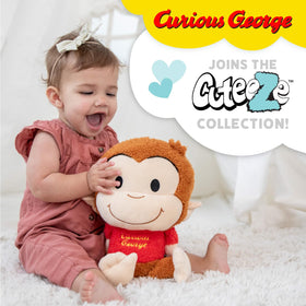 Kids Preferred Curious George Cuteeze plush bean body provides gentle heft for secure hugs.