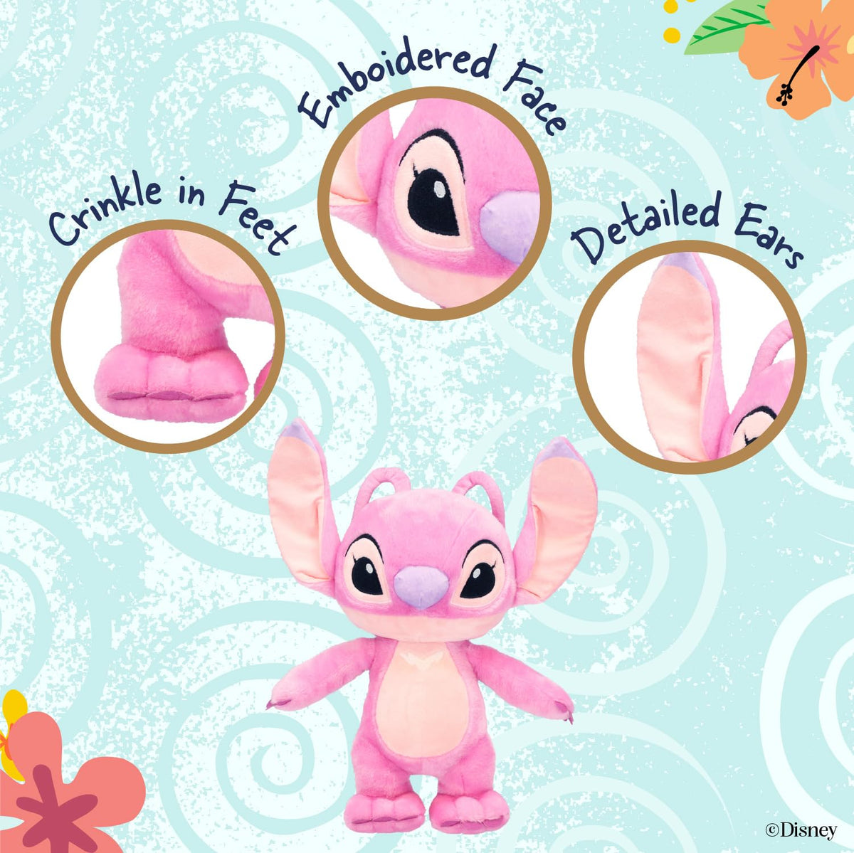 Kids Preferred Disney Angel plush being hugged to show its huggable travel-friendly size