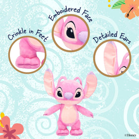 Kids Preferred Disney Angel plush being hugged to show its huggable travel-friendly size