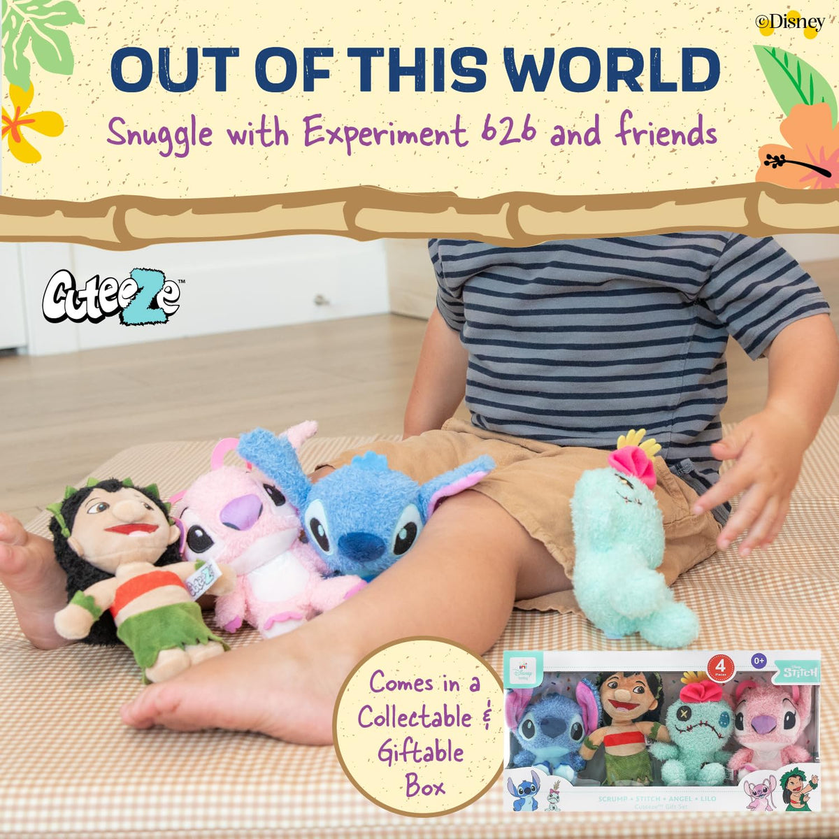 Lilo plush from the Cuteeze set with ultra soft fur for cozy hugs.