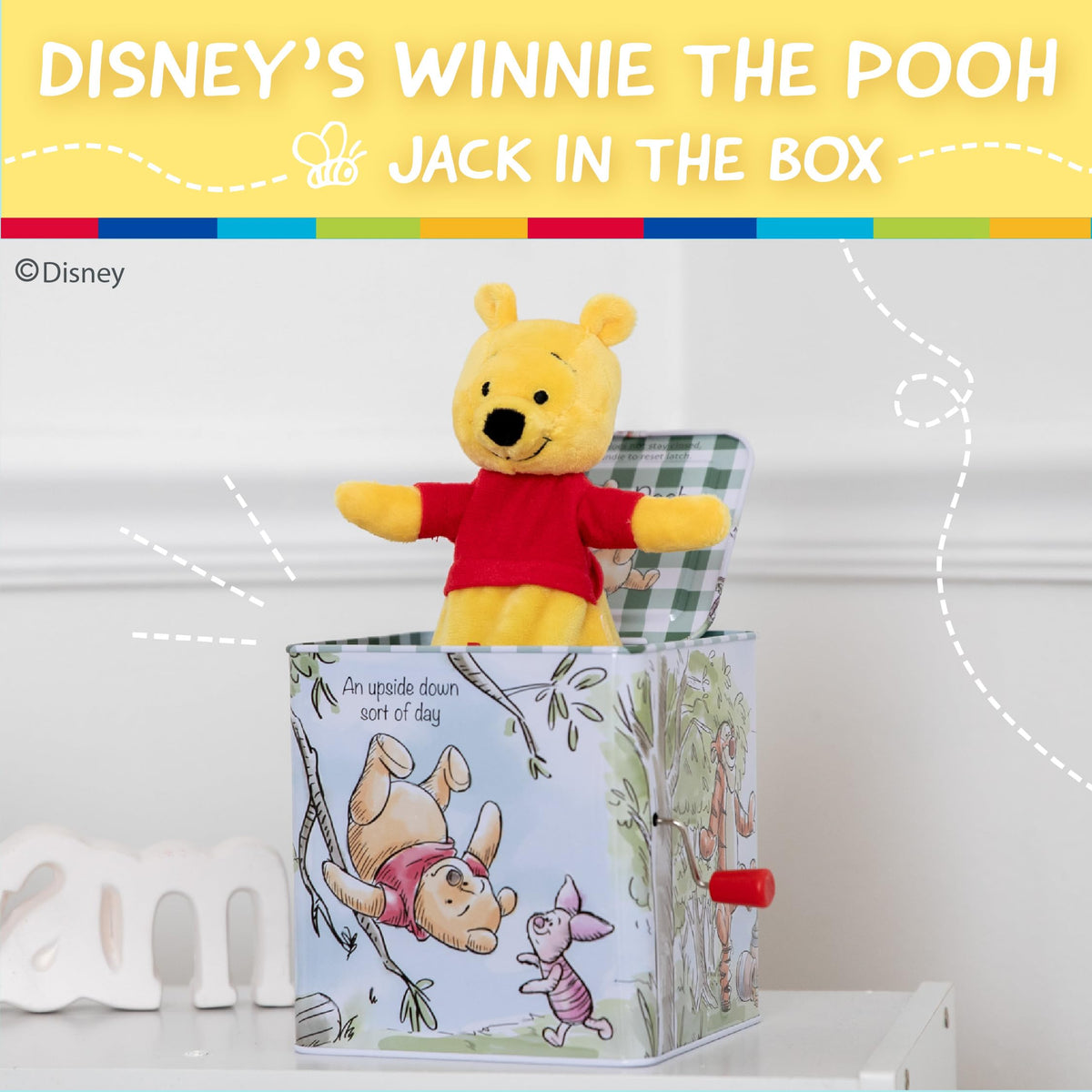 KIDS PREFERRED Winnie the Pooh jack-in-the-box side view shows charming side artwork