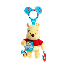 Kids Preferred Disney Baby Winnie the Pooh on-the-go clip keeps Pooh toy handy on a stroller.