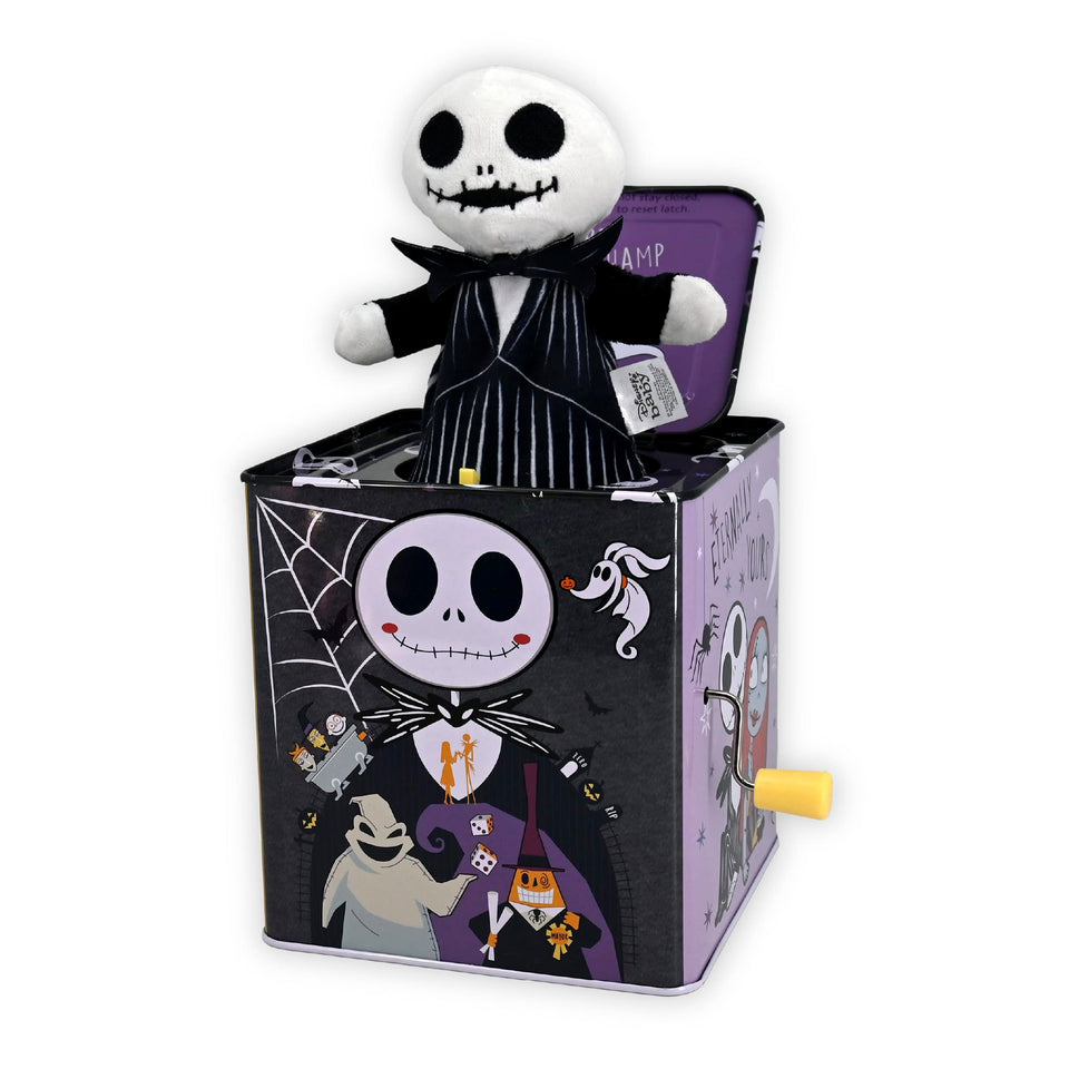 Kids Preferred Jack Skellington Jack-in-the-Box shows musical pop-up play for babies.