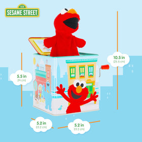 Elmo pops out to create a playful surprise during early playtime.
