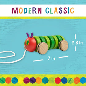Kids Preferred Hungry Caterpillar pull toy, rotating segments create gentle click