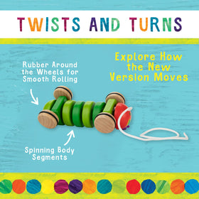 Kids Preferred World of Eric Carle Caterpillar pull toy, full-length with sturdy rope for safe pulling