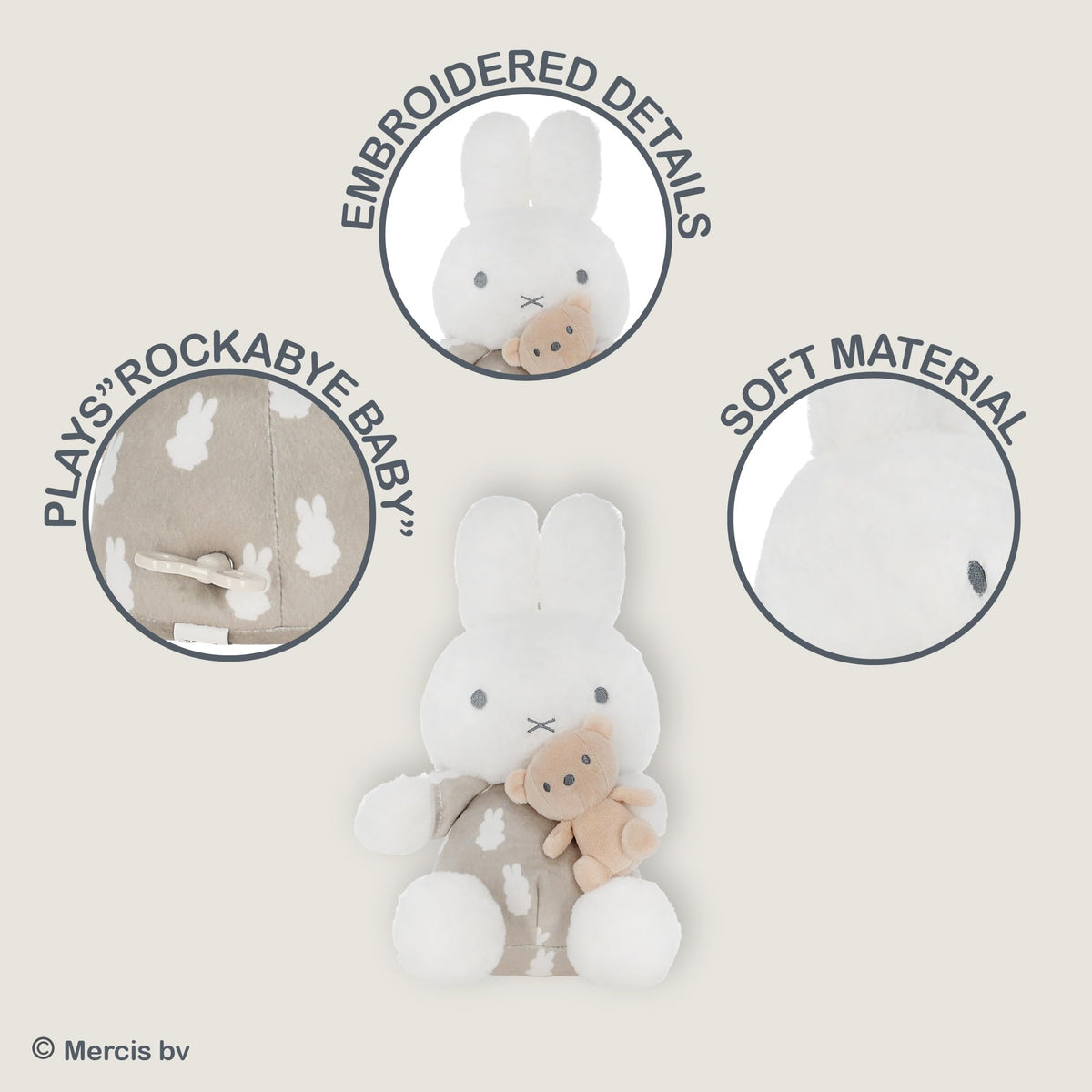 Kids Preferred Miffy Baby Keywind Musical plays Rockabye Baby, calming bedtime routine.
