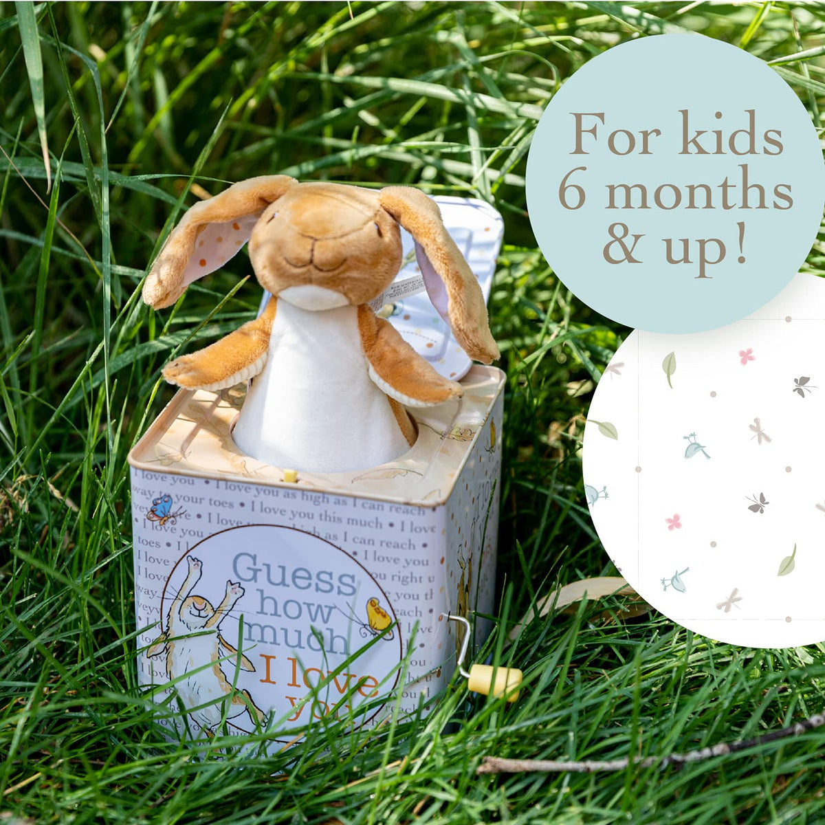 Kids Preferred Nutbrown Hare Jack-in-the-Box plays music to spark curiosity.