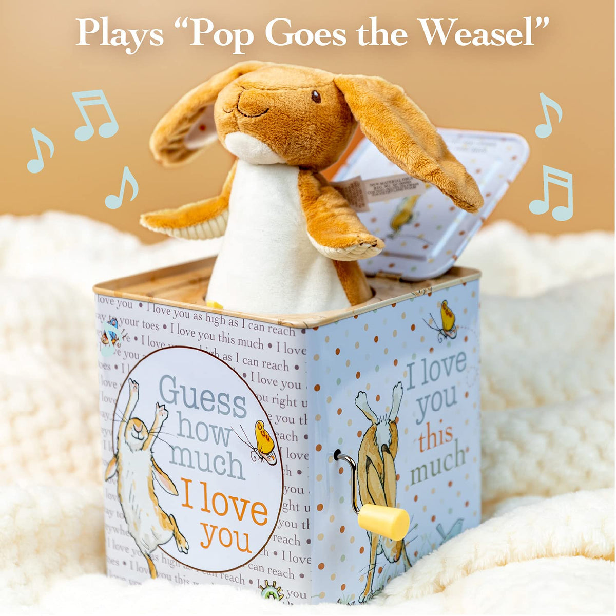 Kids Preferred Nutbrown Hare Jack-in-the-Box side view for compact nursery-friendly playtime.