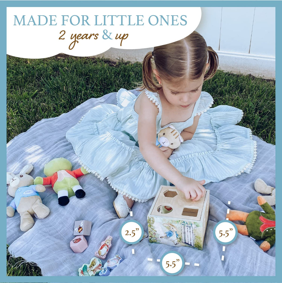 KIDS PREFERRED artwork on blocks brings Beatrix Potter charm to hands-on learning.