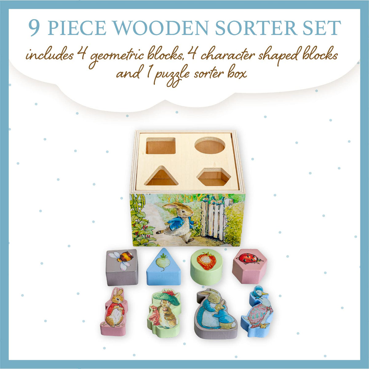 KIDS PREFERRED Peter Rabbit geometric blocks help toddlers learn shapes in a playful way.