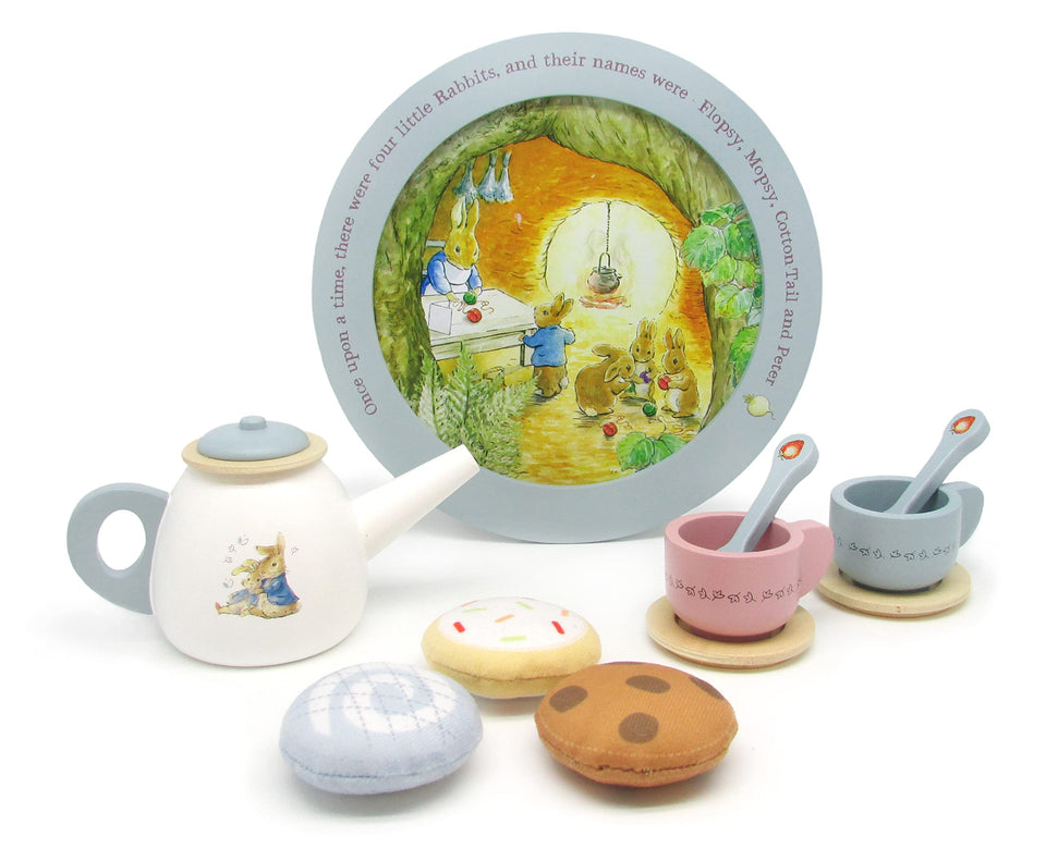 Kids Preferred Beatrix Potter Peter Rabbit wooden teapot for pretend tea time