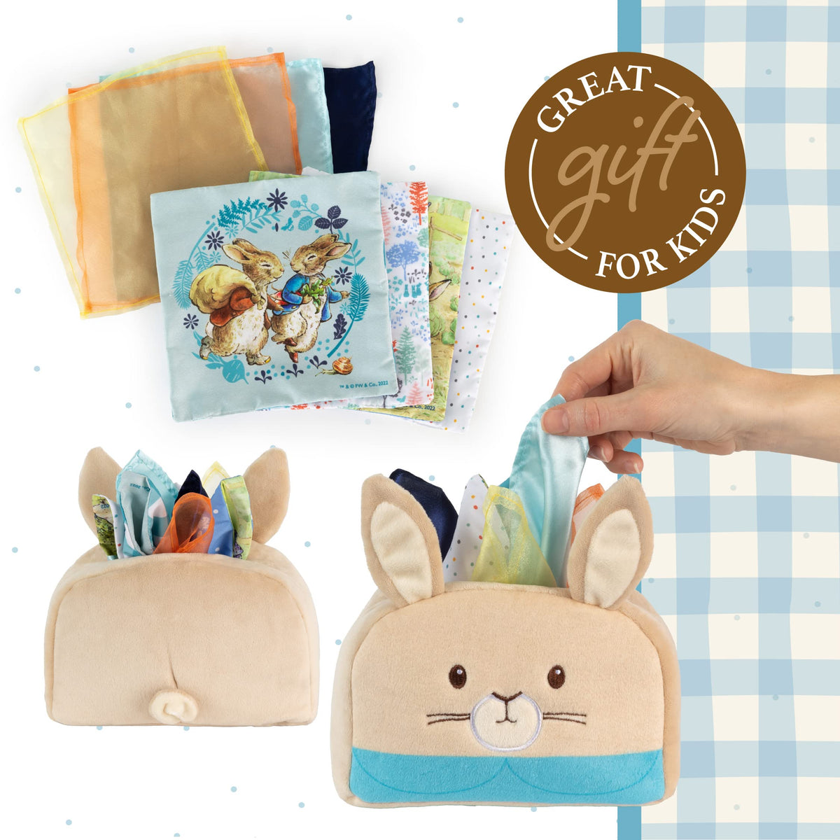 Peter Rabbit tissue box gift-ready packaging; ideal for baby showers