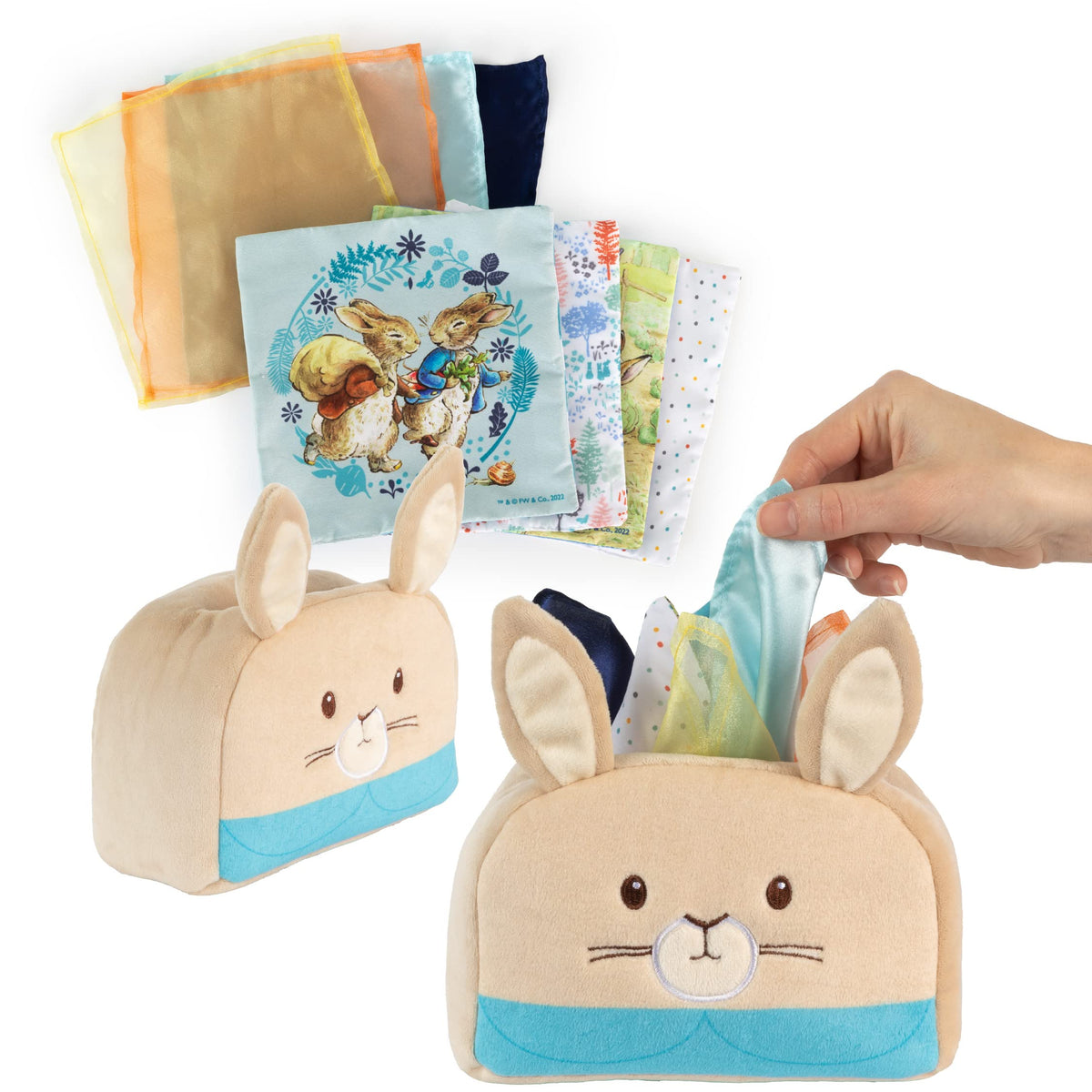 Kids Preferred Peter Rabbit tissue box sensor toy; tactile exploration invites sensory play