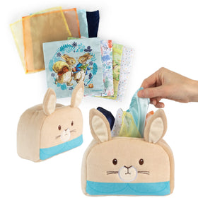 Kids Preferred Peter Rabbit tissue box sensor toy; tactile exploration invites sensory play