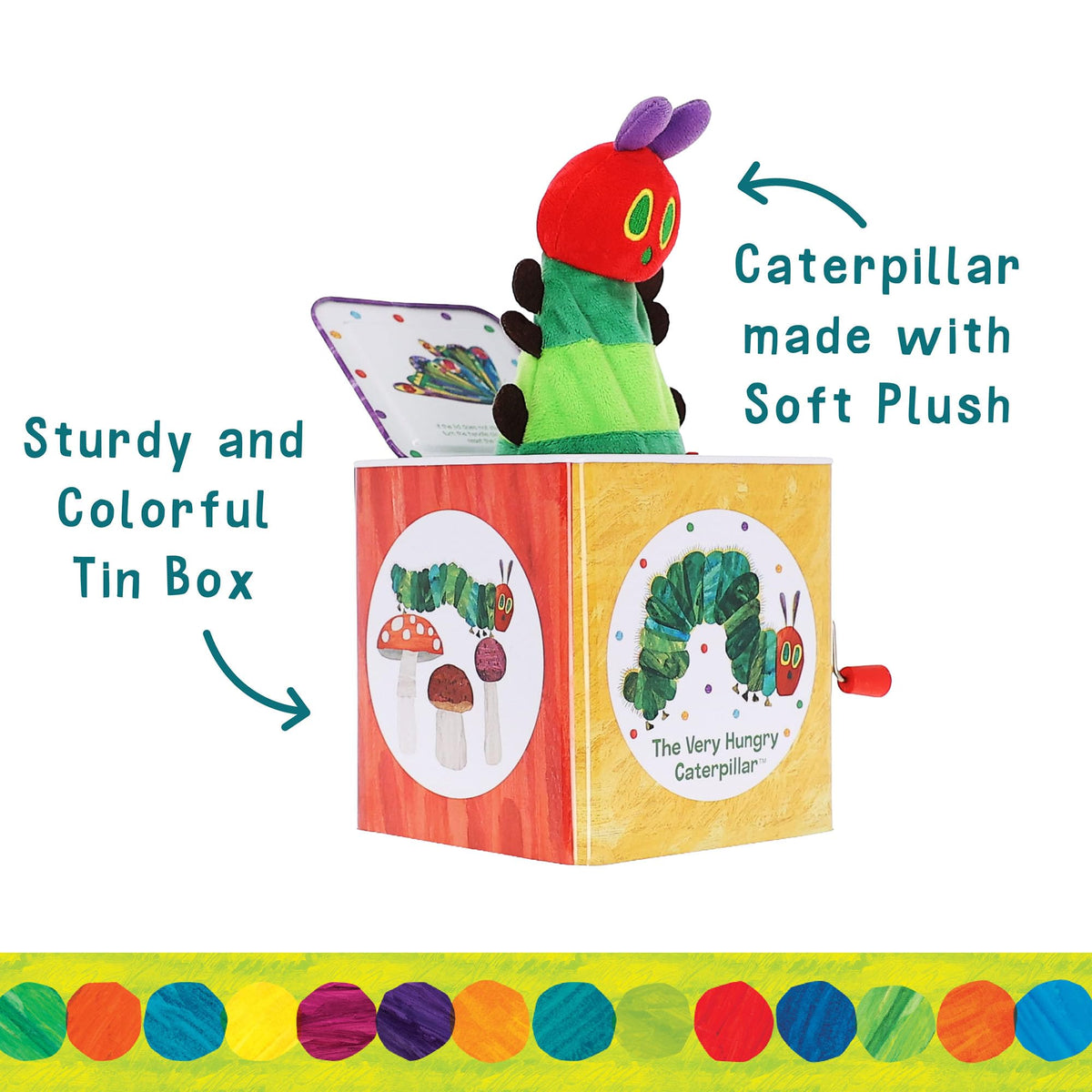 KIDS PREFERRED Plays Pop Goes the Weasel music to encourage cause-and-effect play.