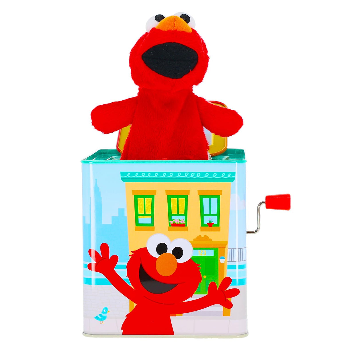 Kids Preferred Sesame Street Elmo jack-in-the-box box in bright colors, nursery decor and toddler playtime.