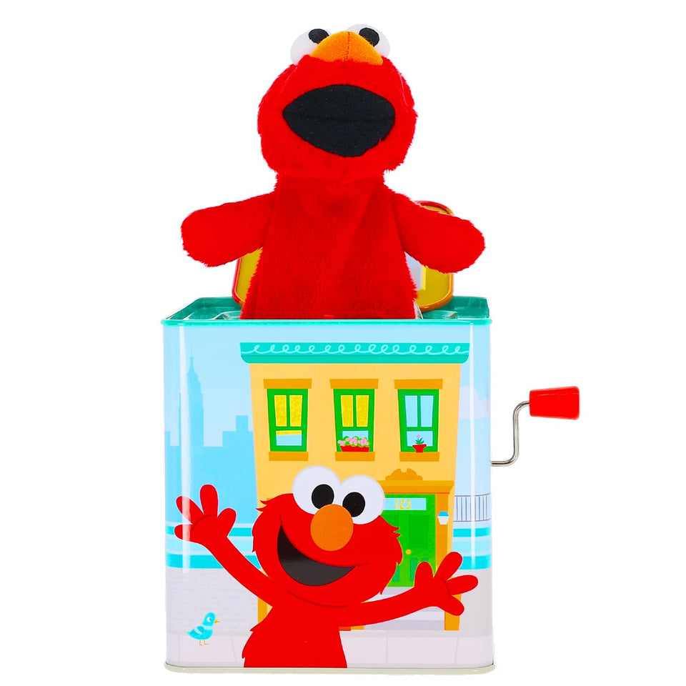 Kids Preferred Sesame Street Elmo jack-in-the-box box in bright colors, nursery decor and toddler playtime.