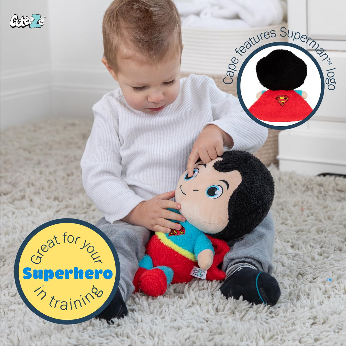 Kids Preferred Superman Cuteeze, 12 inches, ideal for small hands.
