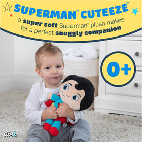 Superman Cuteeze plush features crinkle legs for tactile baby play.