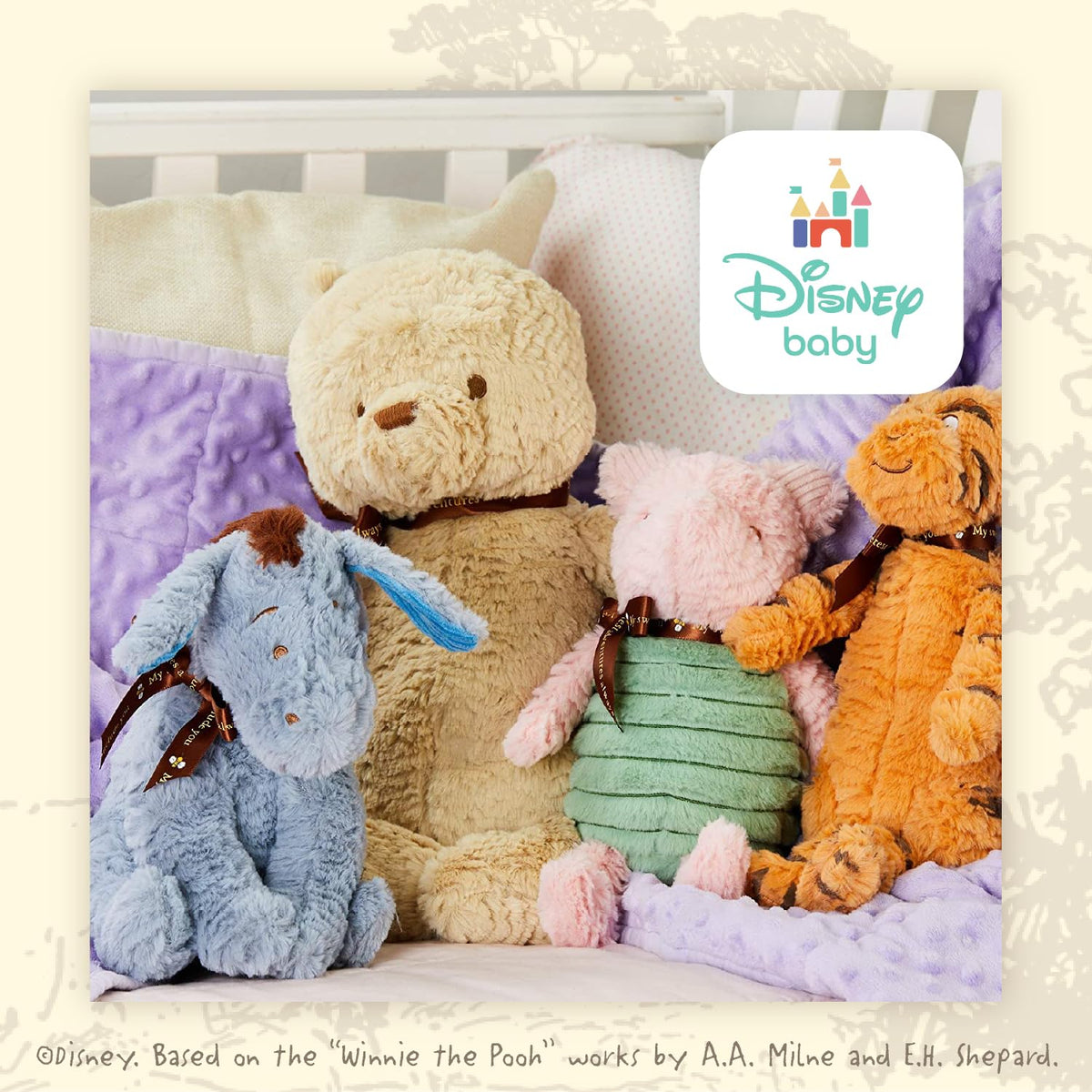 Child holding Pooh plush, a comforting travel companion on trips.