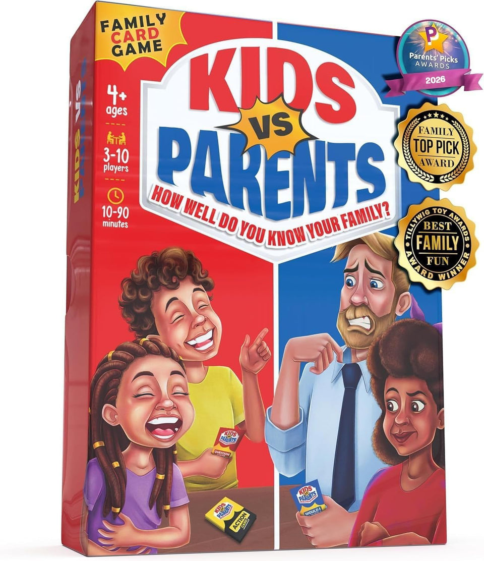 Kids VS Parents conversation starters card sparks family chats and bonding.