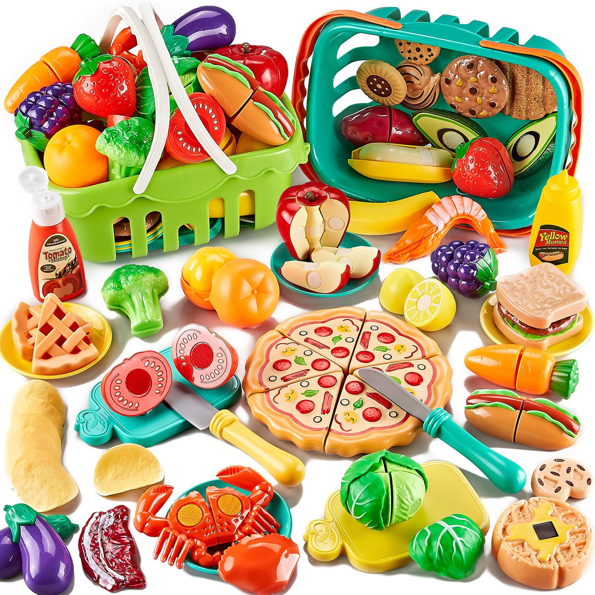 Kidsciety 85pc pretend pizza play food for imaginative cooking and fine motor practice.