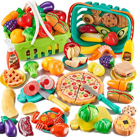 Kidsciety 85pc pretend pizza play food for imaginative cooking and fine motor practice.
