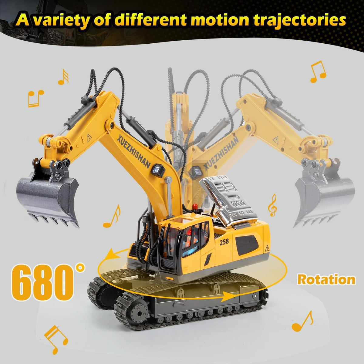 KidsFaves excavator with two 1200mAh batteries extends play sessions.