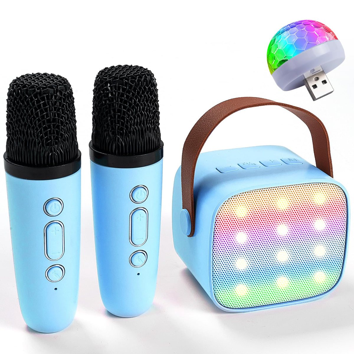 KidsFaves karaoke machine front view blue color for family sing-alongs.