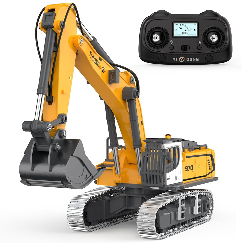 KidsFaves Pro-Grade RC Excavator digging-system shows precise motion for engaging indoor play.