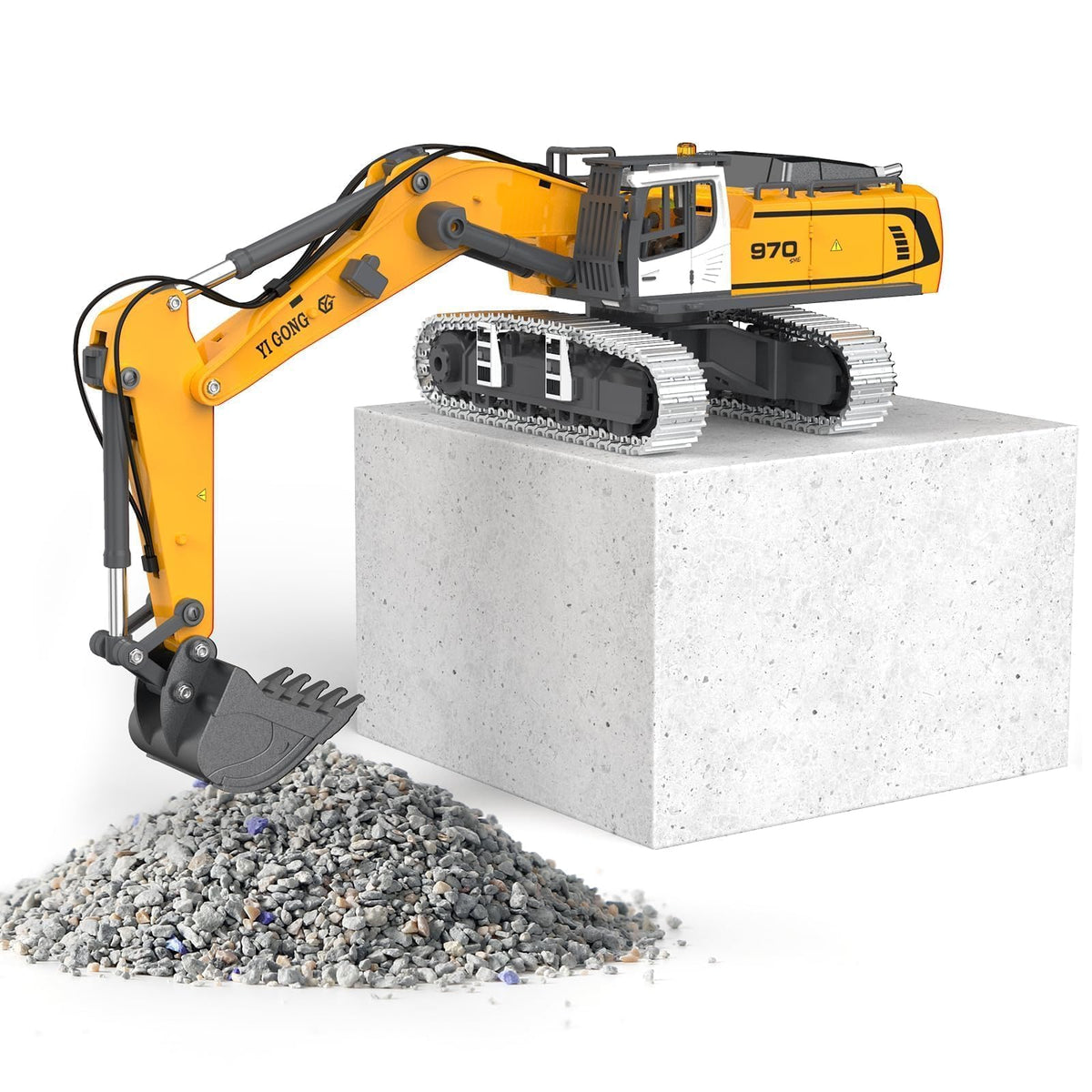 KidsFaves Pro-Grade RC Excavator heavy-duty-body boosts durability during outdoor use.