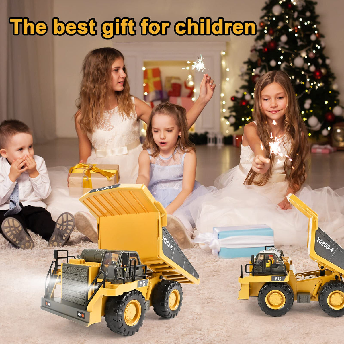 KidsFaves RC dump truck gift-ready packaging for birthdays