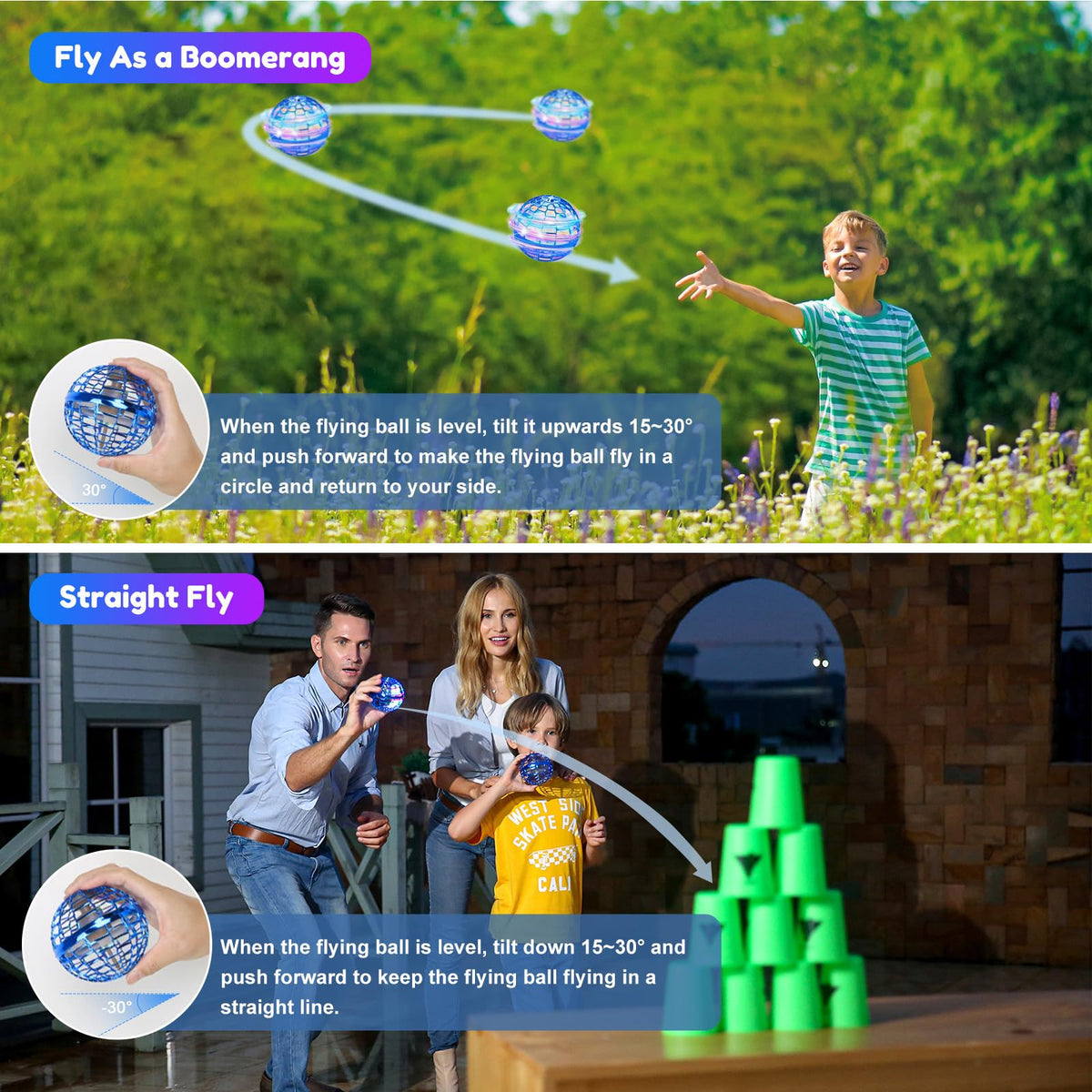 Kidsjoy Fly Orb Hover Ball blue USB charging for on-the-go fun