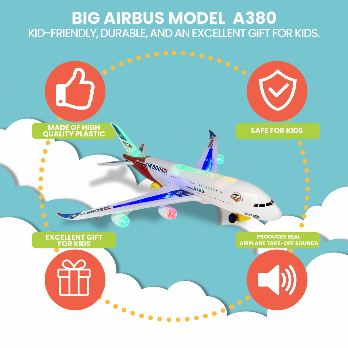 Kidsthrill airplane toy lights and sounds spark engaging pretend flights.