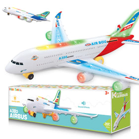 Kidsthrill airplane toy with takeoff lights invites imaginative play for ages 3-12.