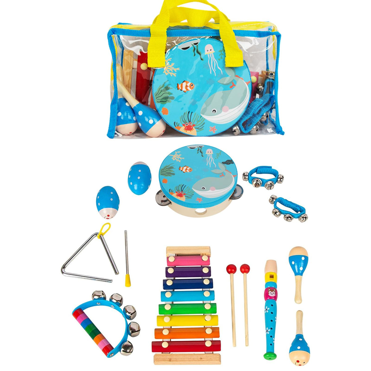 KIDS TOYLAND wooden bell rattle encouraging lively sound making.