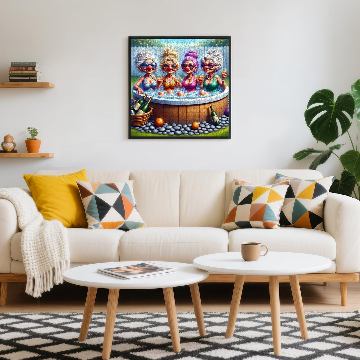 KIDSU elderly women hot tub puzzle highlights cheerful friendship and mindful puzzling