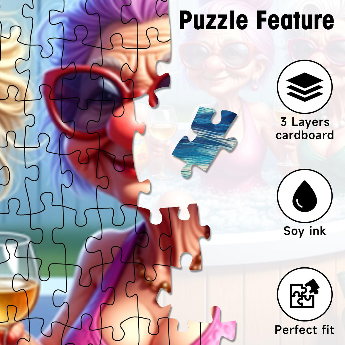 KIDSU wooden hot tub gray pebbles puzzle with precise cuts for easy fit
