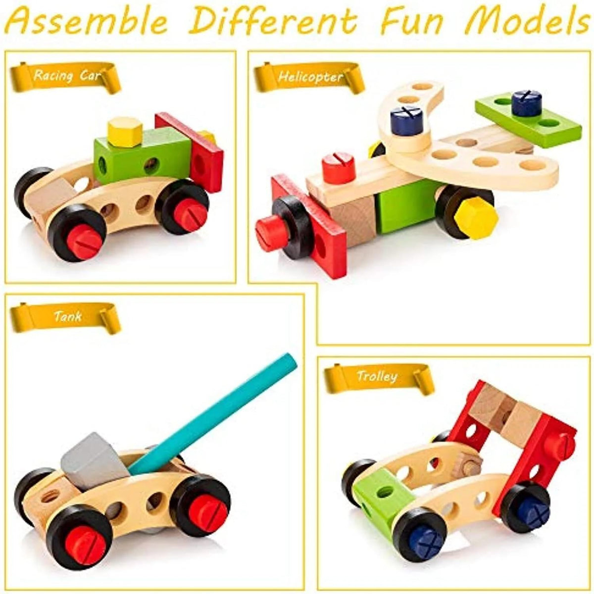 KidWILL wooden hammer, safe for tiny hands during imaginative construction adventures.