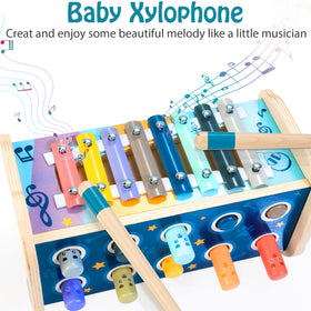 KIDWILL two hammers and mallets support cooperative play among toddlers.
