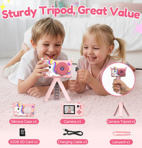 KIDWILL camera records 1080p video and captures 26MP photos for vivid moments.
