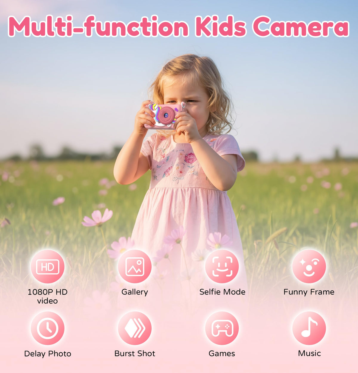 KIDWILL camera with front and rear lens switch for versatile shooting.