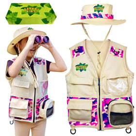 Kidz@Play Safari Outdoor Explorer Kit pink camouflage hat with wide brim for sun protection.