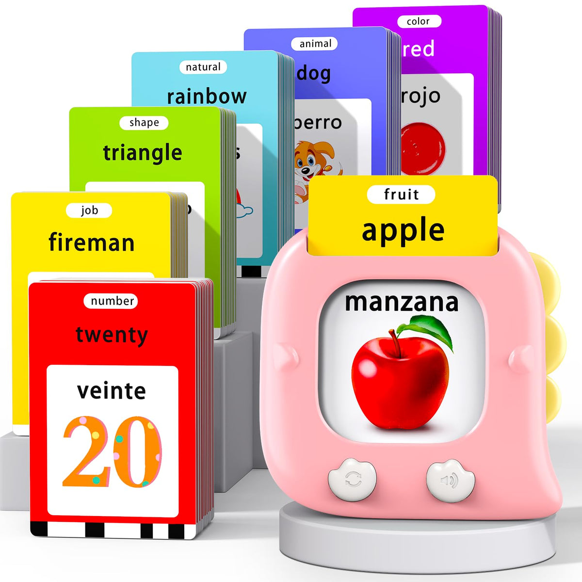 Kidz do 520 bilingual flash cards cover shown with colorful topics for language learning.