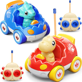 Kidz do dinosaur RC car red front view for dynamic play and color recognition.
