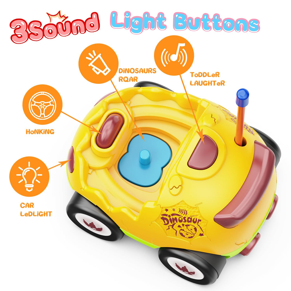 Kidz do RC cars include two removable dinosaur figures for imaginative play.
