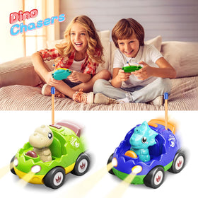 Interchangeable dinosaur figures included with Kidz do RC cars.