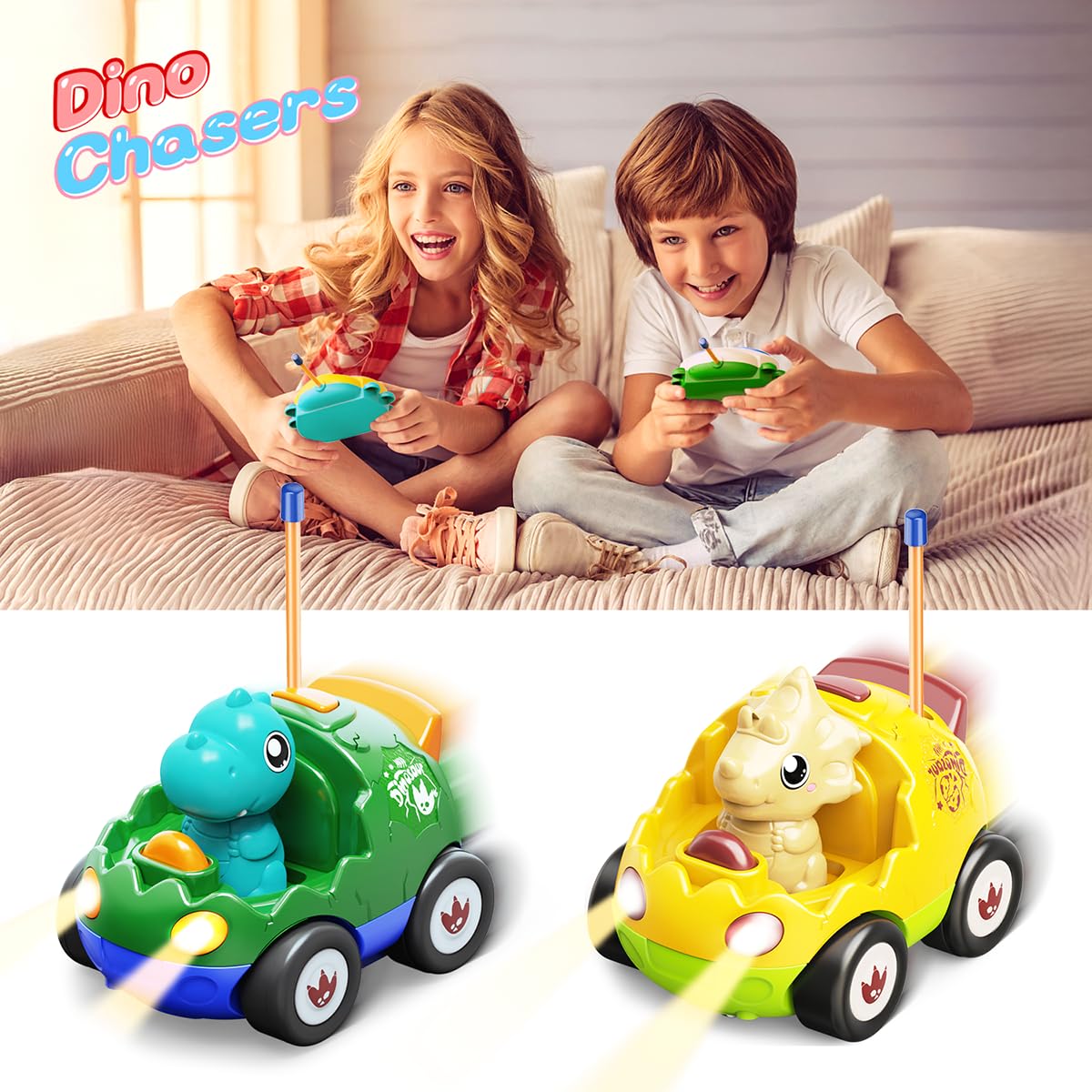 Kidz do remote controls with forward and backward actions support easy racing.